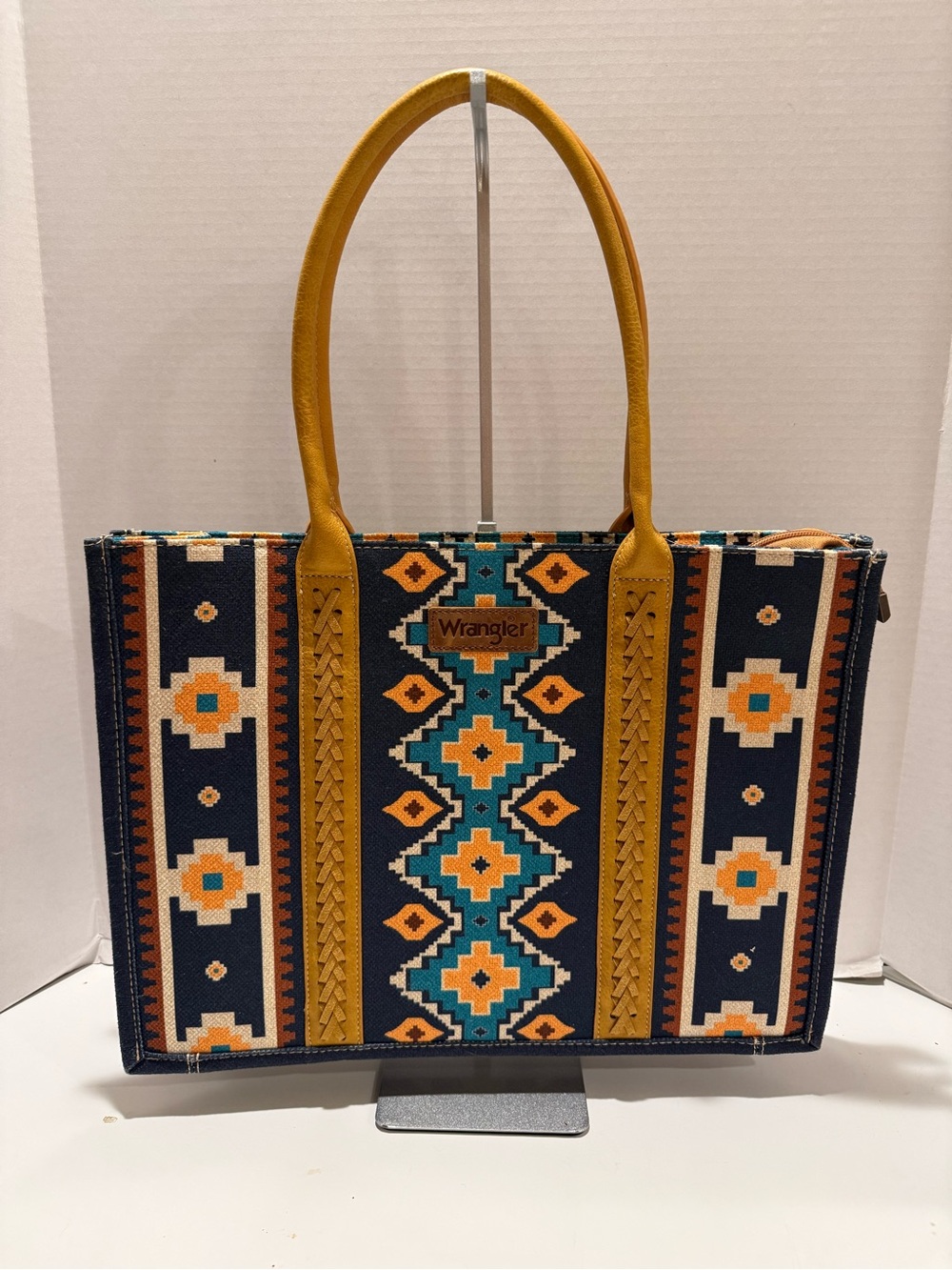 Wrangler Navy Mustard Teal Aztec Tote